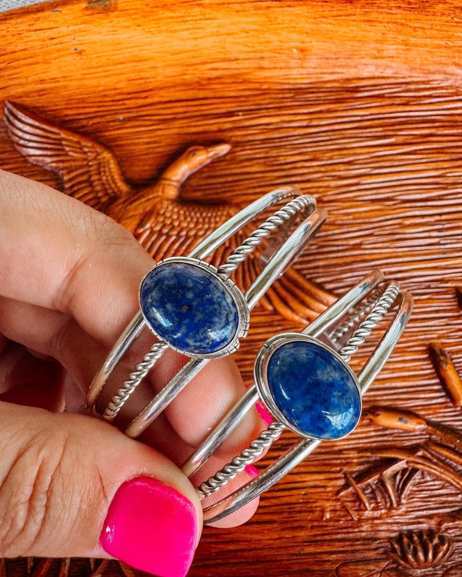 Newcastle Blue Lapis Cuff Bracelet - Horseshoe J & Co.