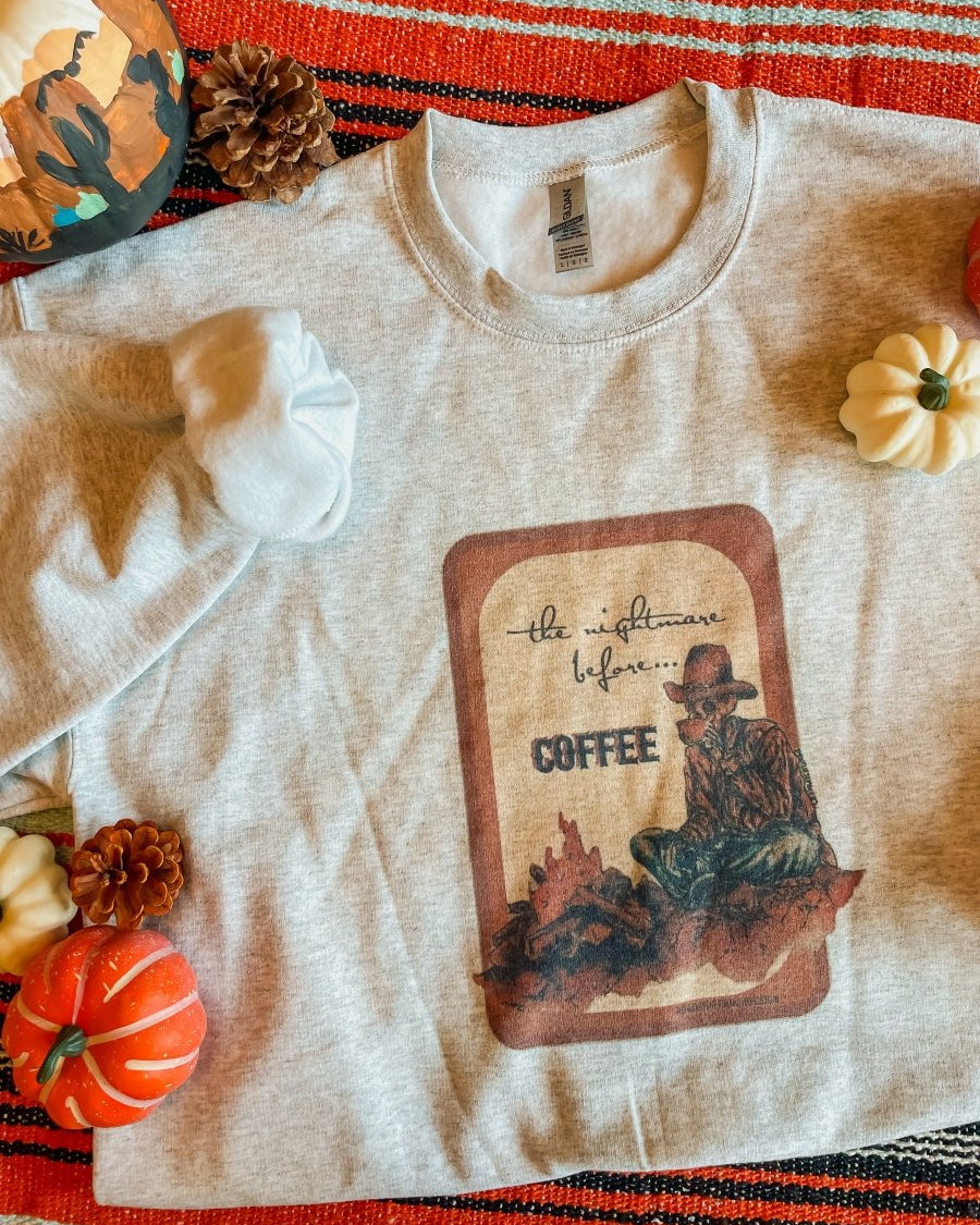 Nightmare Before Coffee Crewneck Sweatshirt - sweatshirt - Horseshoe J & Co.