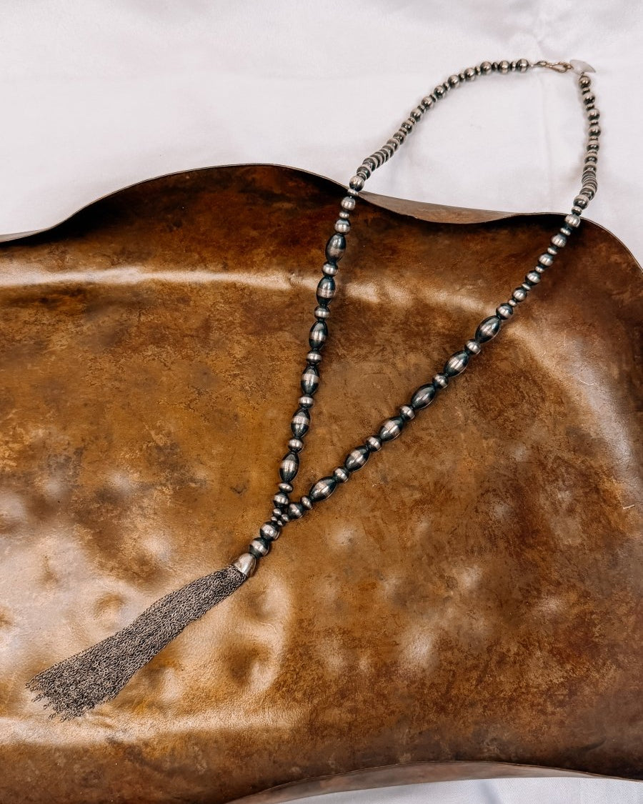 Norris Silver Pearl Tassel Necklace - Horseshoe J & Co.