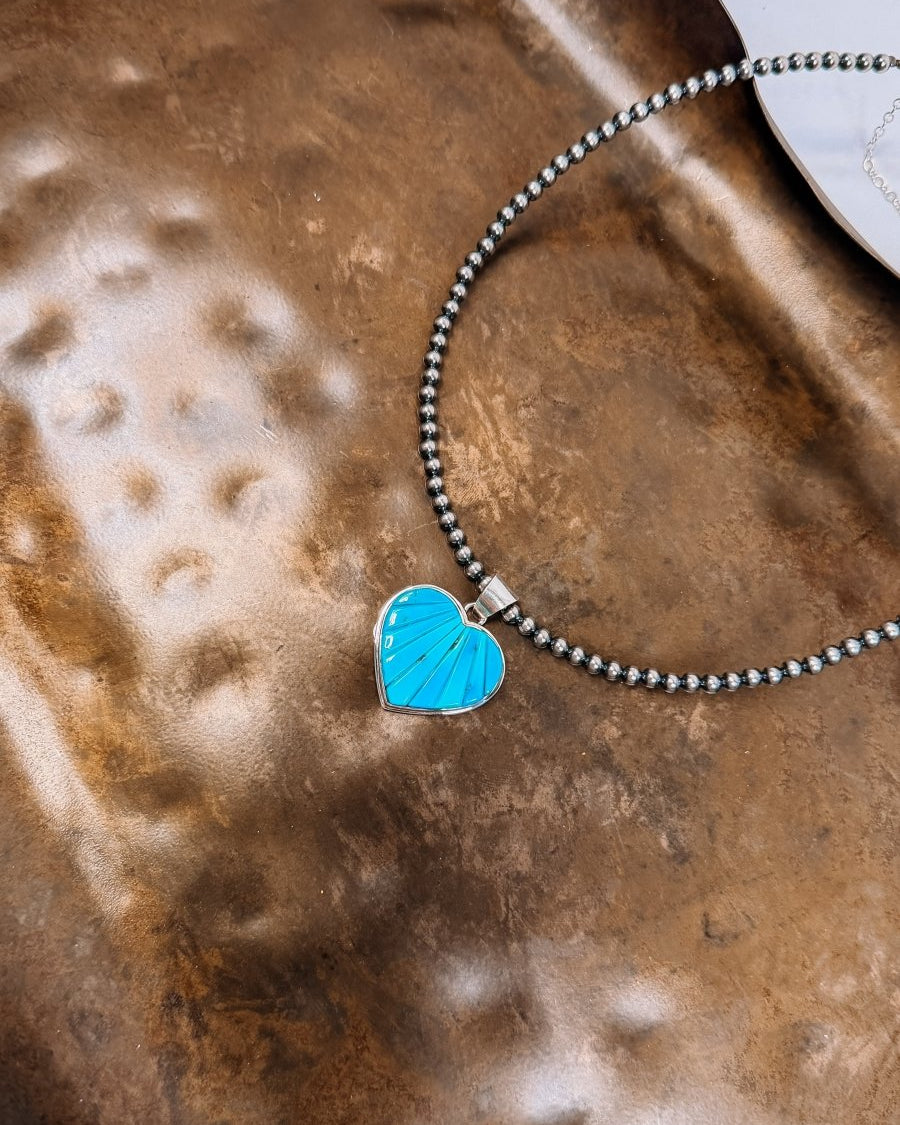 Obion Turquoise Heart Necklace Pendant - Horseshoe J & Co.