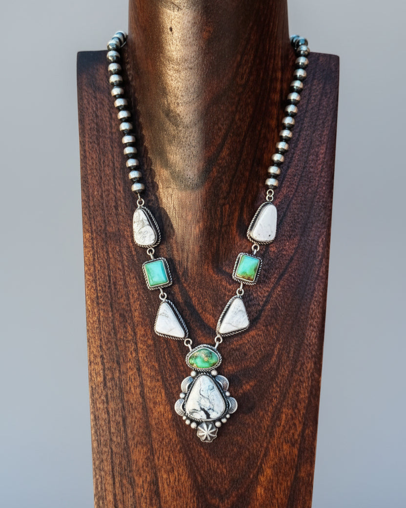 Overton Sonoran Gold/White Buffalo Necklace + Earring Set - Wooten's