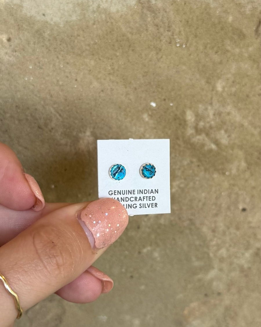 Plum 5mm Turquoise Stud Earrings - Horseshoe J & Co.