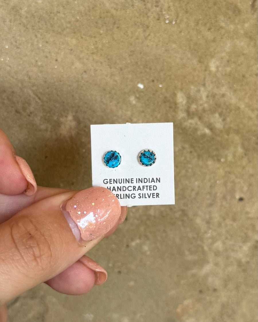 Plum 5mm Turquoise Stud Earrings - Horseshoe J & Co.