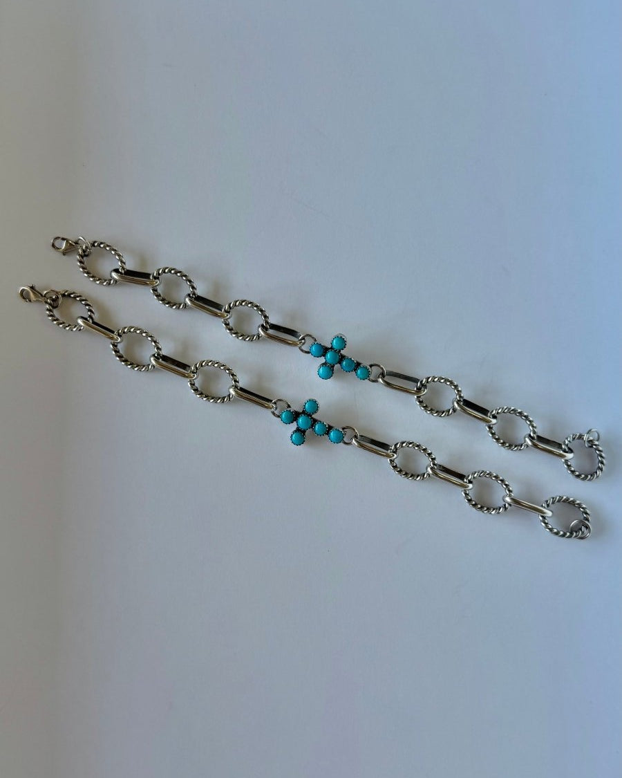 Ranchester Turquoise Cross Link Bracelet - Horseshoe J & Co.