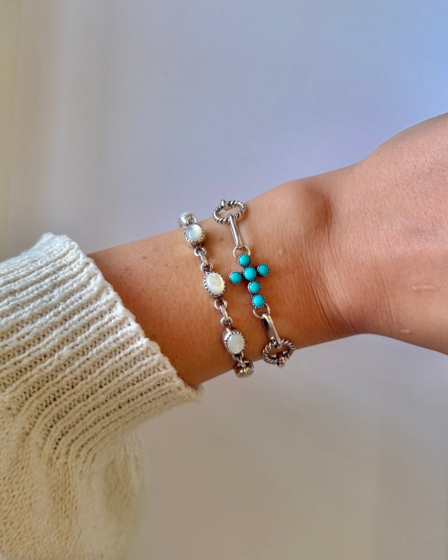 Ranchester Turquoise Cross Link Bracelet - Horseshoe J & Co.