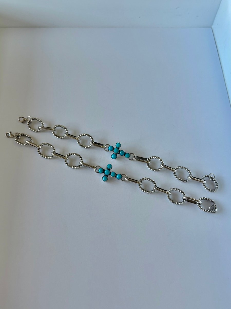Ranchester Turquoise Cross Link Bracelet - Horseshoe J & Co.