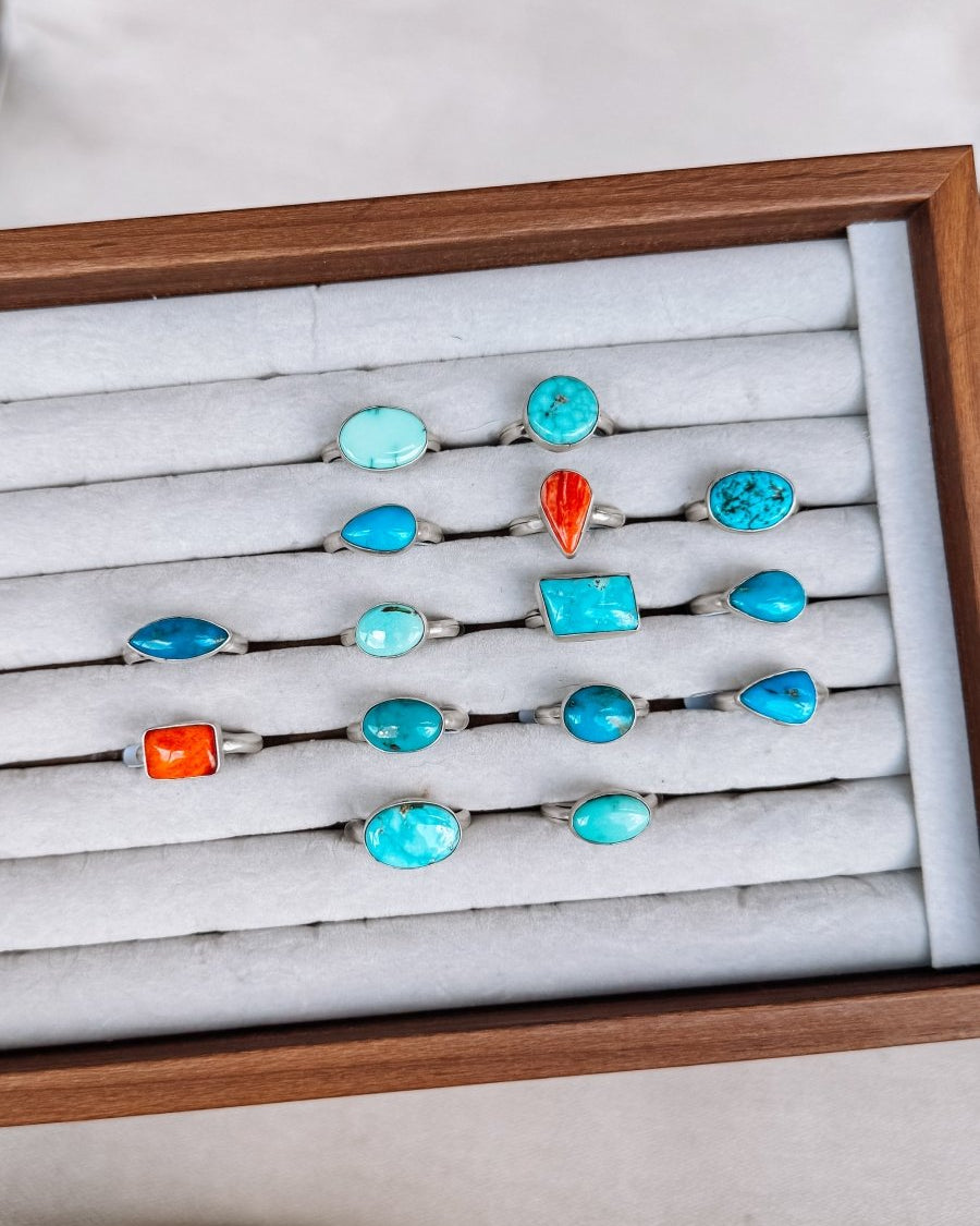 Seabrook Turquoise & Orange Spiny Rings - Horseshoe J & Co.