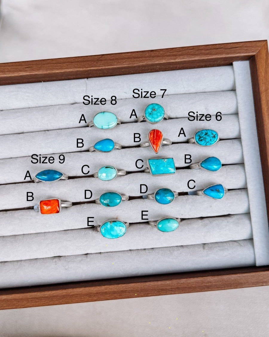 Seabrook Turquoise & Orange Spiny Rings - Horseshoe J & Co.