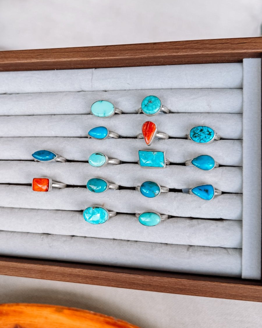 Seabrook Turquoise & Orange Spiny Rings - Horseshoe J & Co.