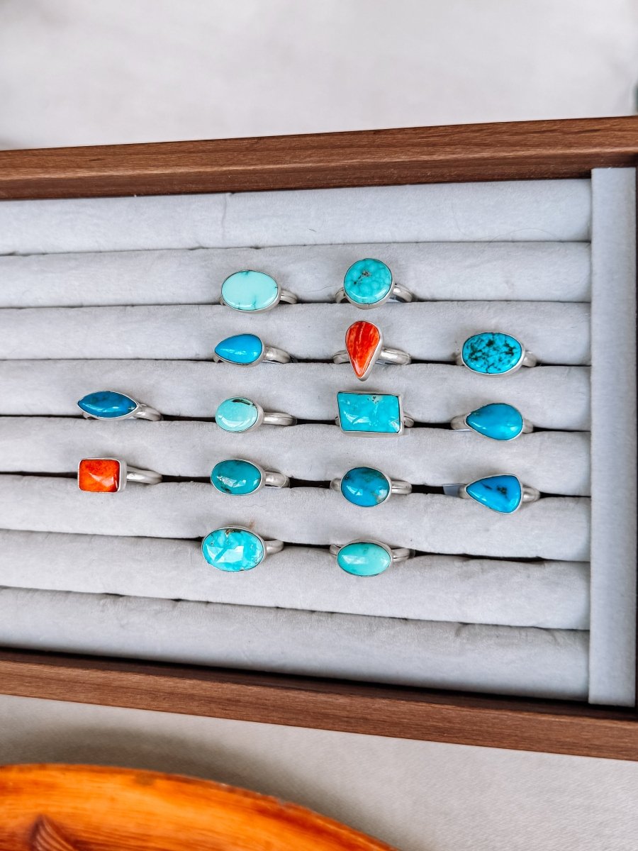 Seabrook Turquoise & Orange Spiny Rings - Horseshoe J & Co.