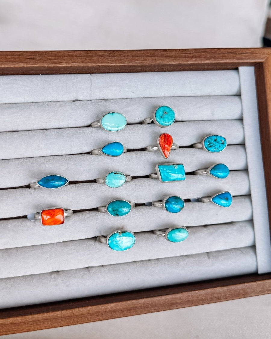 Seabrook Turquoise & Orange Spiny Rings - Horseshoe J & Co.