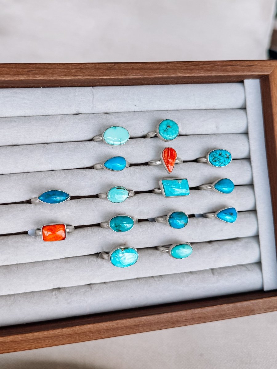 Seabrook Turquoise & Orange Spiny Rings - Horseshoe J & Co.