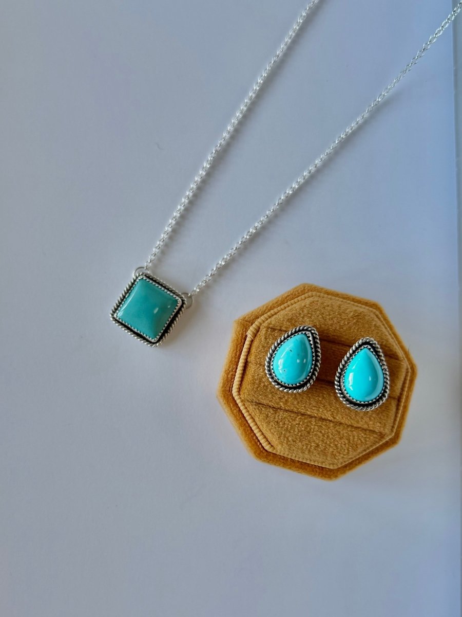Seneca Pink Conch/Turquoise Earring + Necklace Set - Wooten's