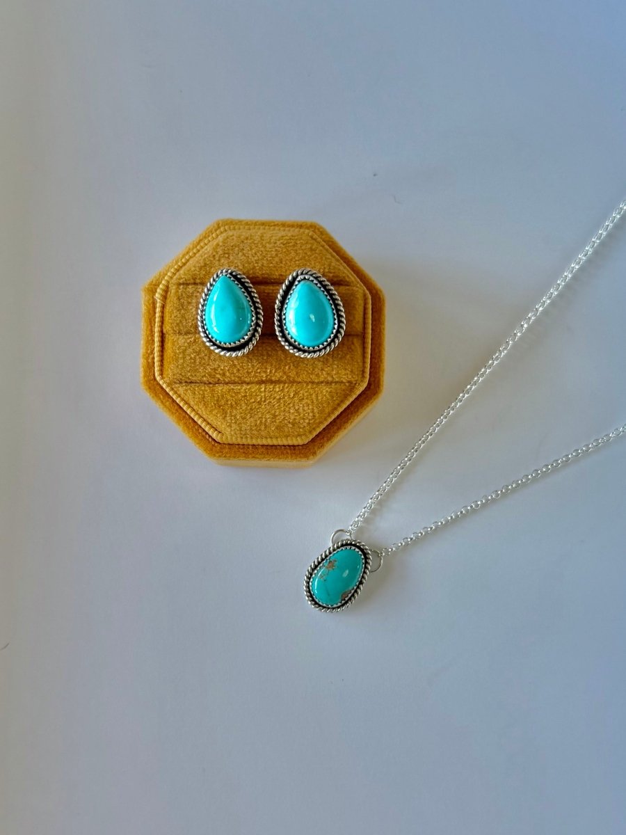 Seneca Pink Conch/Turquoise Earring + Necklace Set - Wooten's