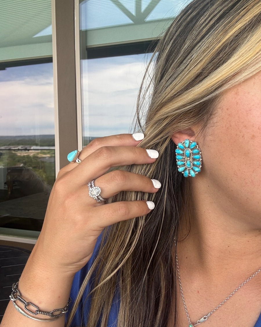 Snook Turquoise Cluster Earrings - Horseshoe J & Co.