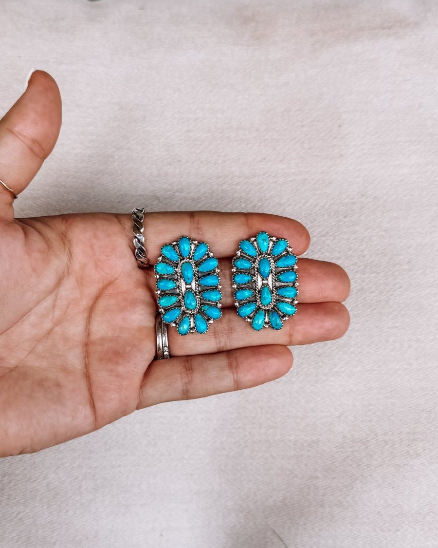 Snook Turquoise Cluster Earrings - Horseshoe J & Co.