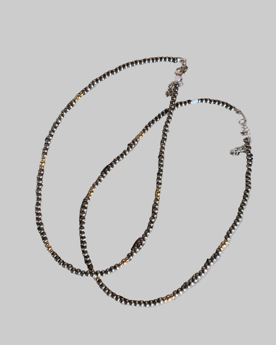Snyder 2 Tone 4mm Pearl Necklace with Gold Beads - ring - Wooten's