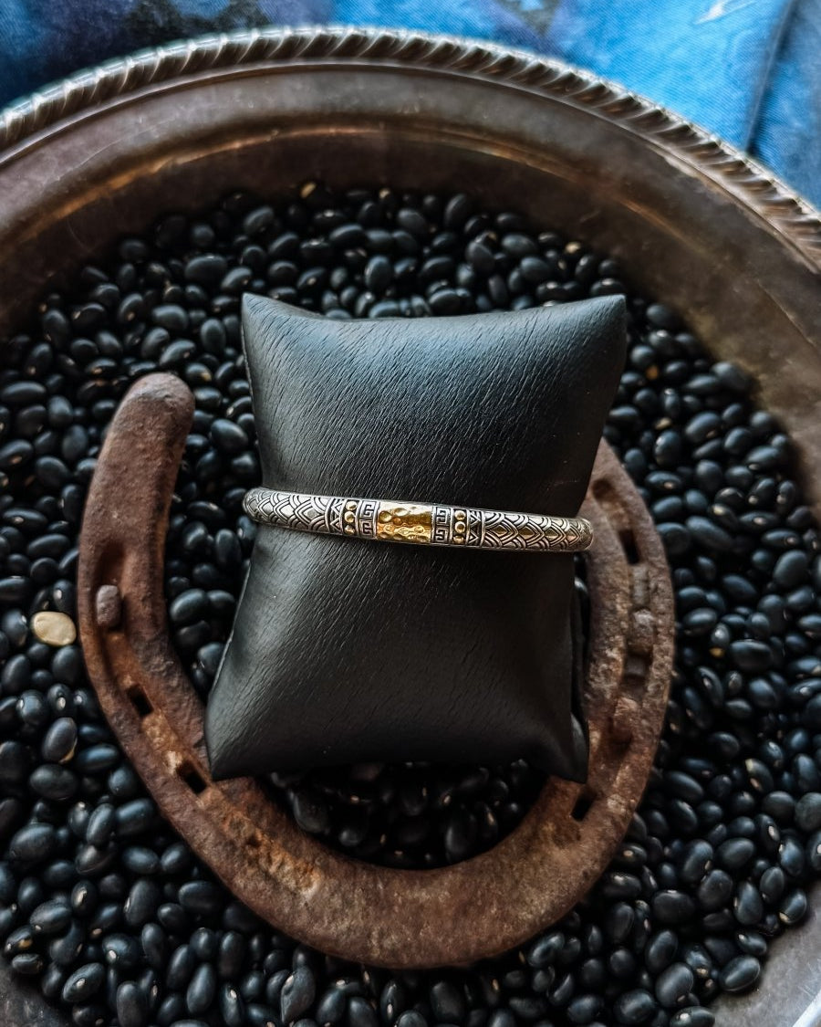 Spiffy Silver + 18K Gold Cuff Bracelet - Horseshoe J & Co.