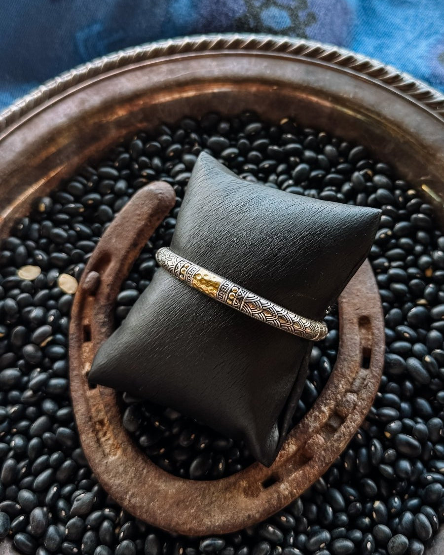 Spiffy Silver + 18K Gold Cuff Bracelet - Horseshoe J & Co.