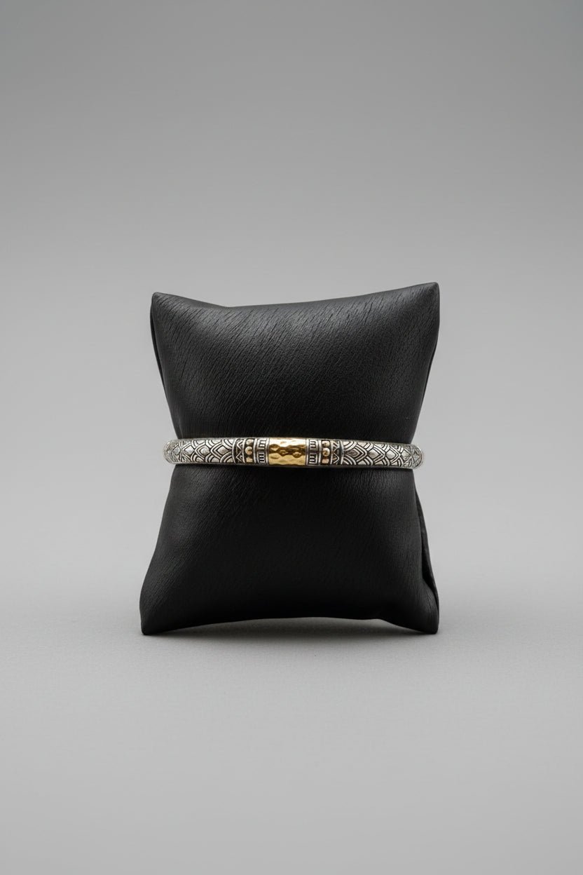 Spiffy Silver + 18K Gold Cuff Bracelet - Wooten's
