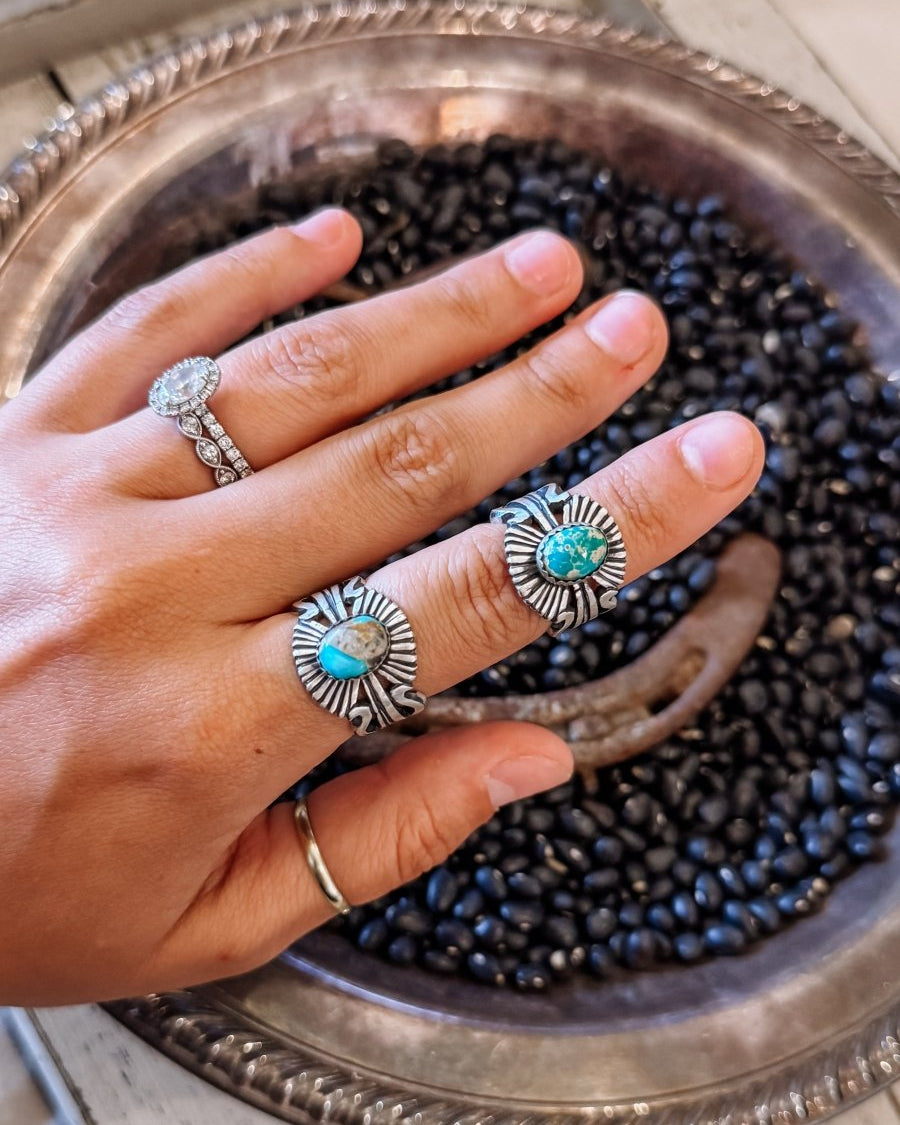 Stampeded Turquoise Ring - Horseshoe J & Co.