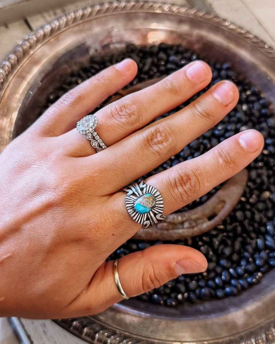 Stampeded Turquoise Ring - Horseshoe J & Co.