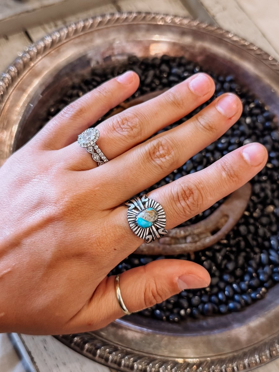Stampeded Turquoise Ring - Horseshoe J & Co.
