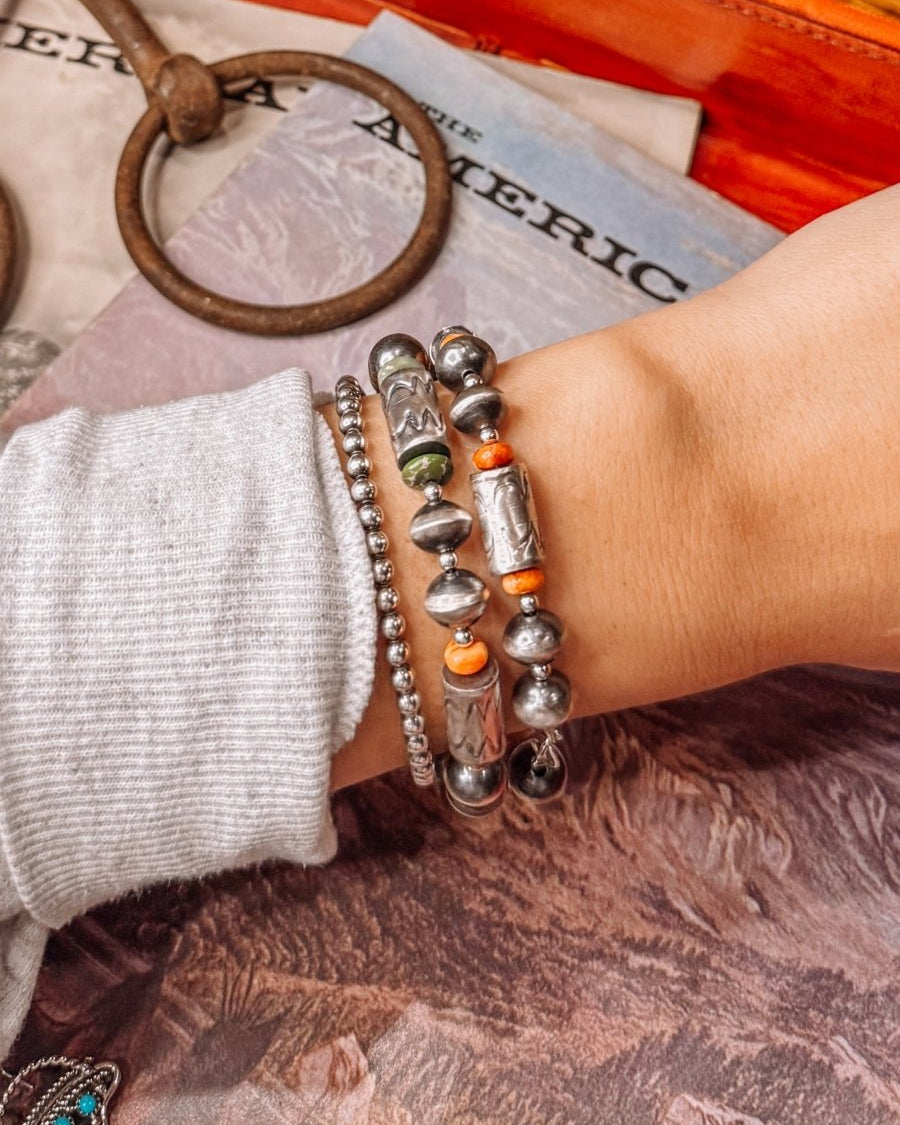 Stinnett Navajo Pearl & Stone Bracelets + Earrings Set - Horseshoe J & Co.