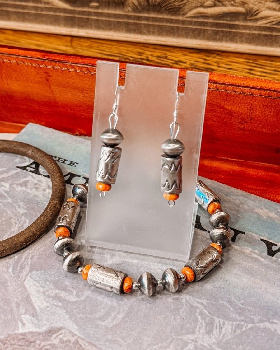 Stinnett Navajo Pearl & Stone Bracelets + Earrings Set - Horseshoe J & Co.