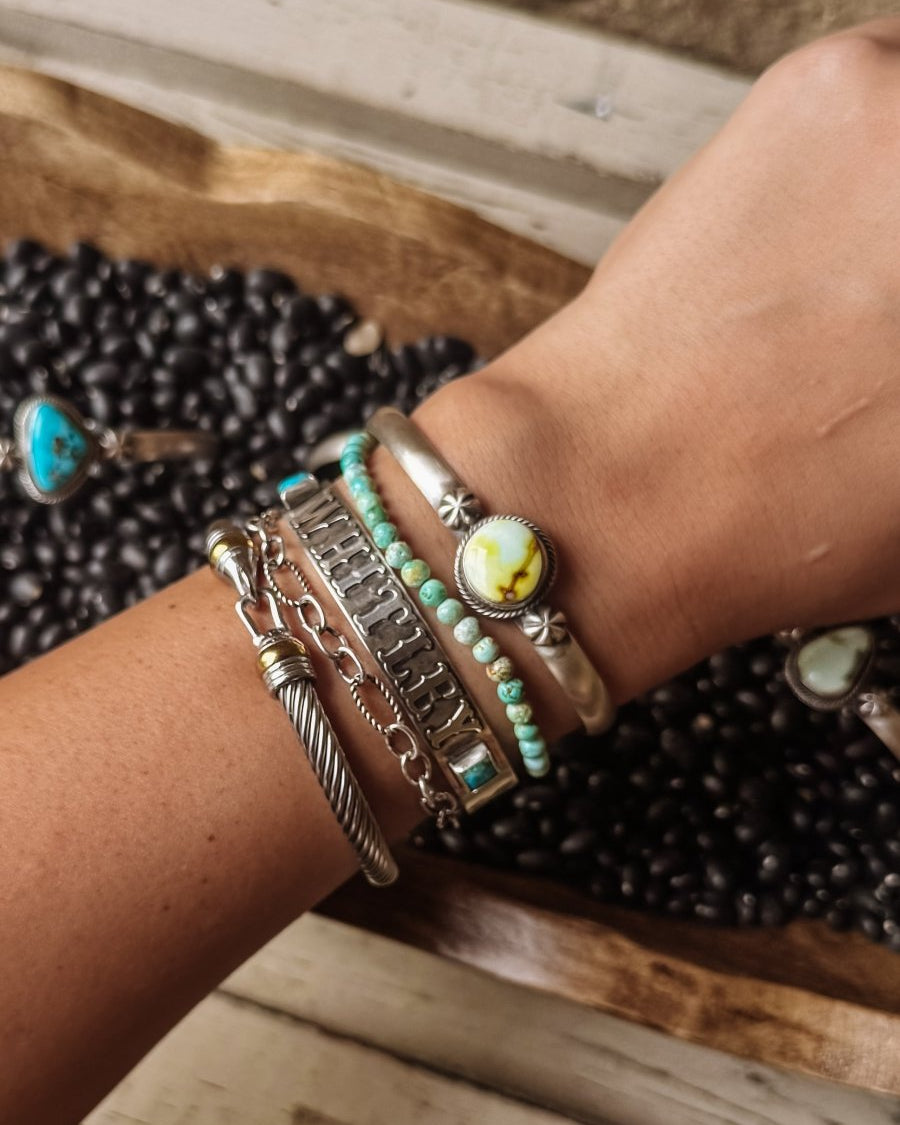 Tahoka Cuff - Golden Hills/Kingman Turquoise/Palomino - Horseshoe J & Co.