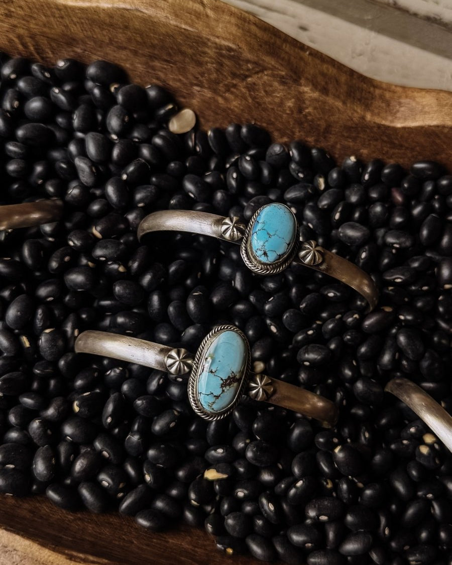 Tahoka Cuff - Golden Hills/Kingman Turquoise/Palomino - Horseshoe J & Co.