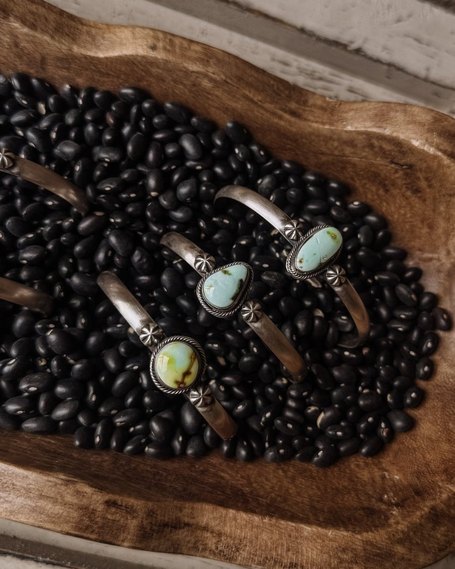 Tahoka Cuff - Golden Hills/Kingman Turquoise/Palomino - Horseshoe J & Co.