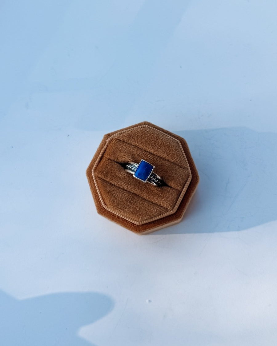 Temple Rectangle Blue Lapis Ring - Horseshoe J & Co.