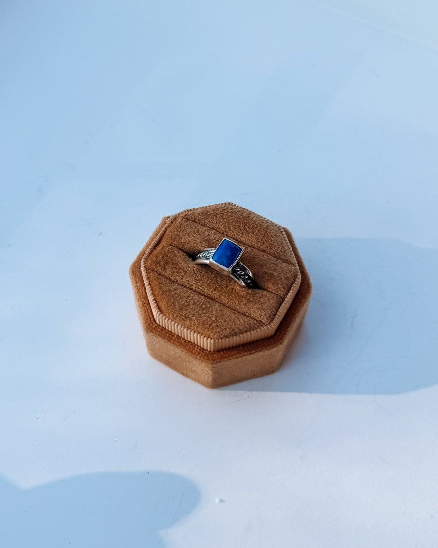 Temple Rectangle Blue Lapis Ring - Horseshoe J & Co.
