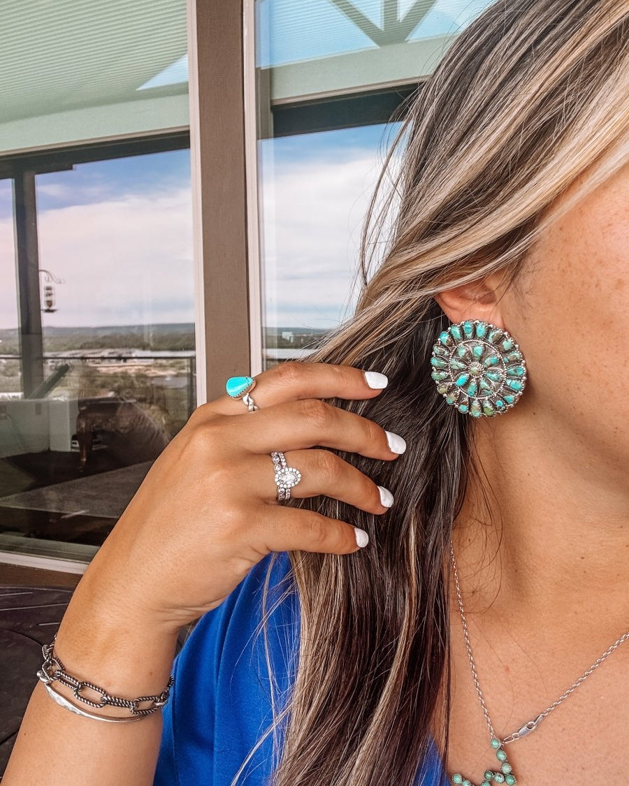 The Pine Turquoise Cluster Earrings - Horseshoe J & Co.