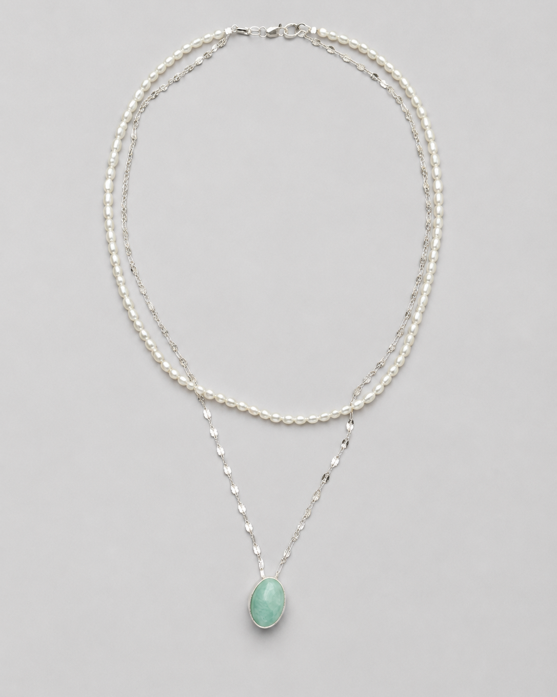 Tolar 2 Strand Freshwater Pearl and Larimar Necklace - Wooten's