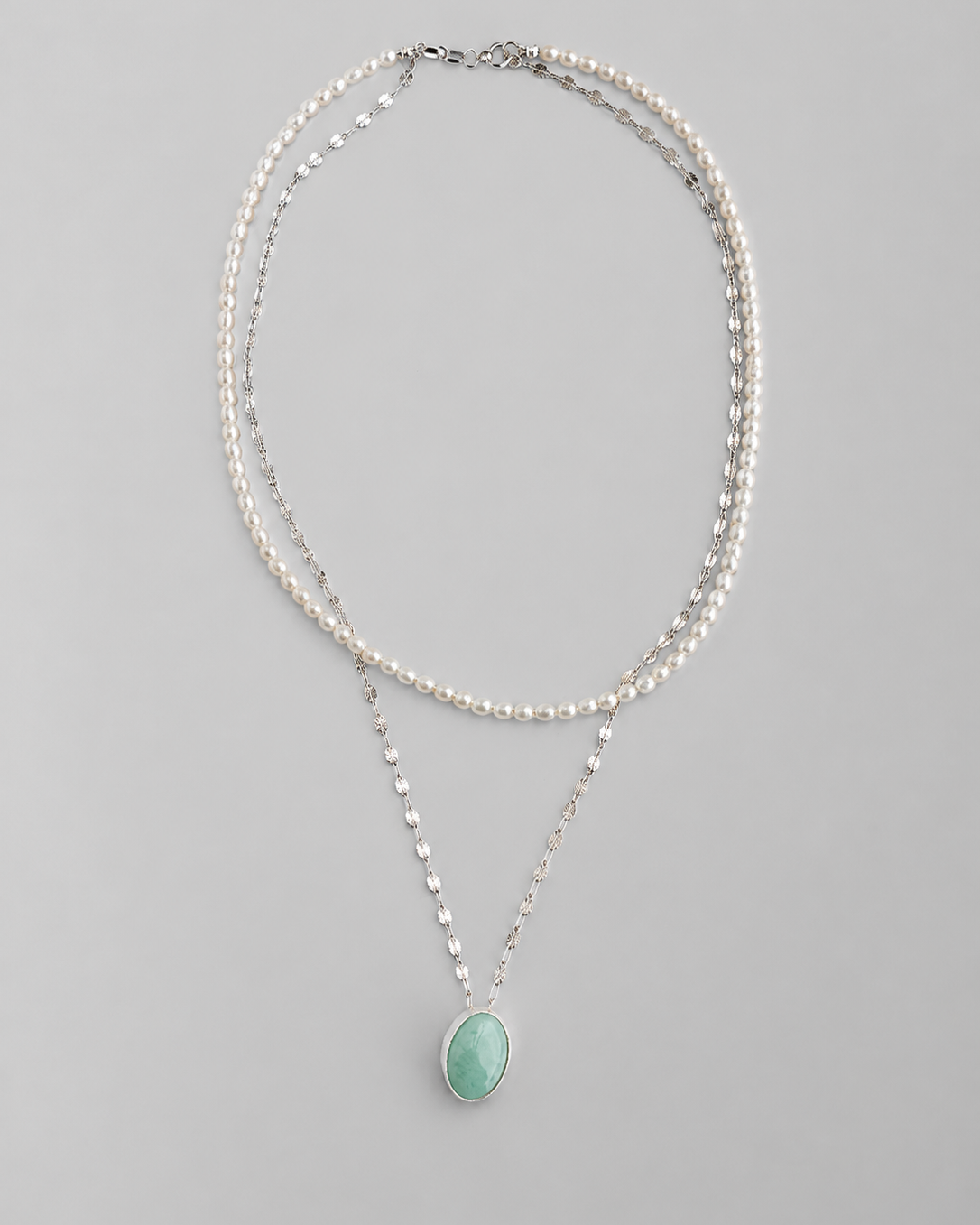 Tolar 2 Strand Freshwater Pearl and Larimar Necklace - Wooten's