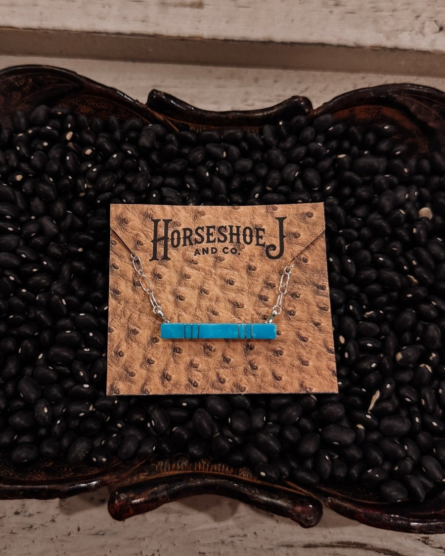 Train of Love Turquoise Bar Necklace - Horseshoe J & Co.