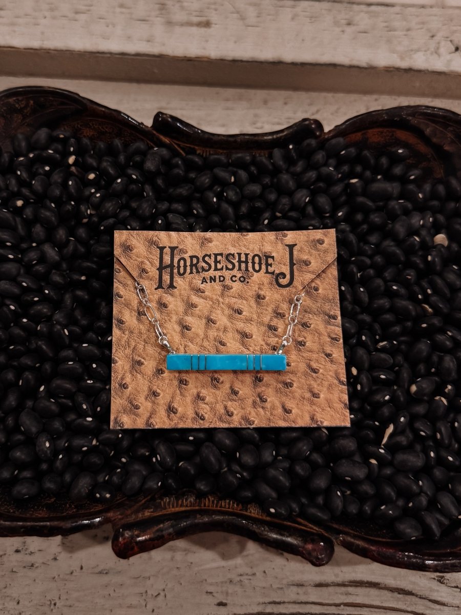 Train of Love Turquoise Bar Necklace - Horseshoe J & Co.