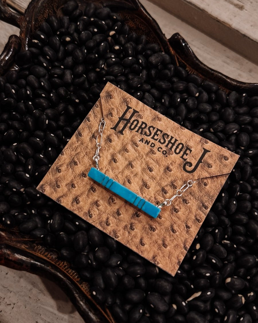 Train of Love Turquoise Bar Necklace - Horseshoe J & Co.