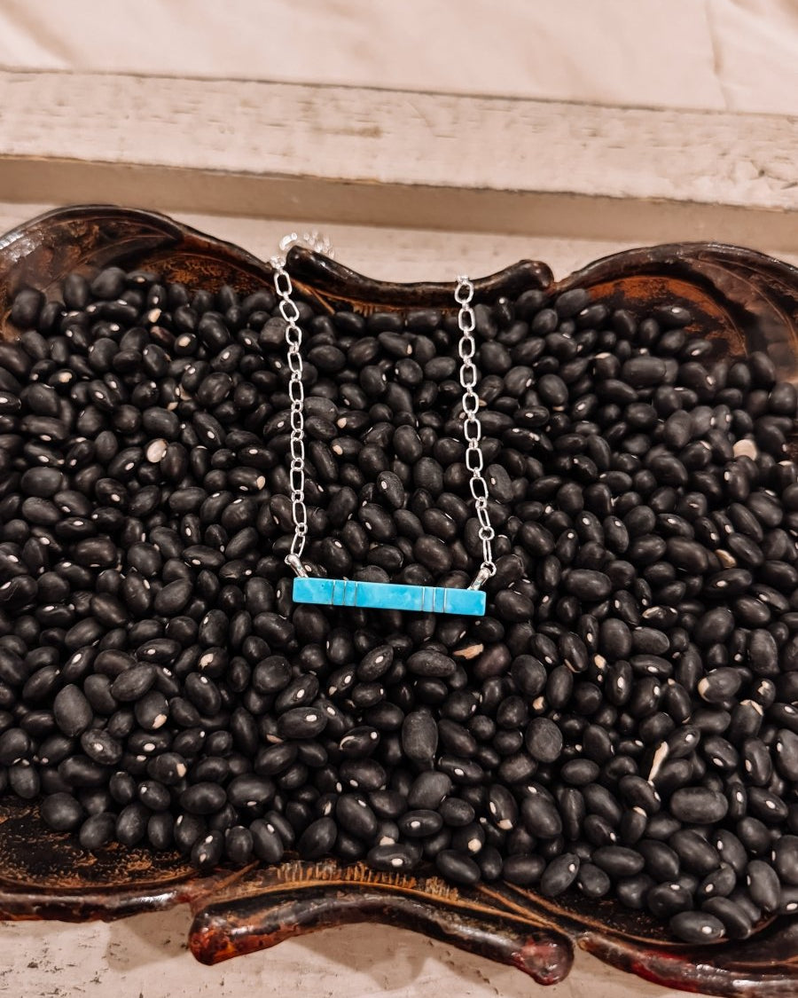 Train of Love Turquoise Bar Necklace - Horseshoe J & Co.