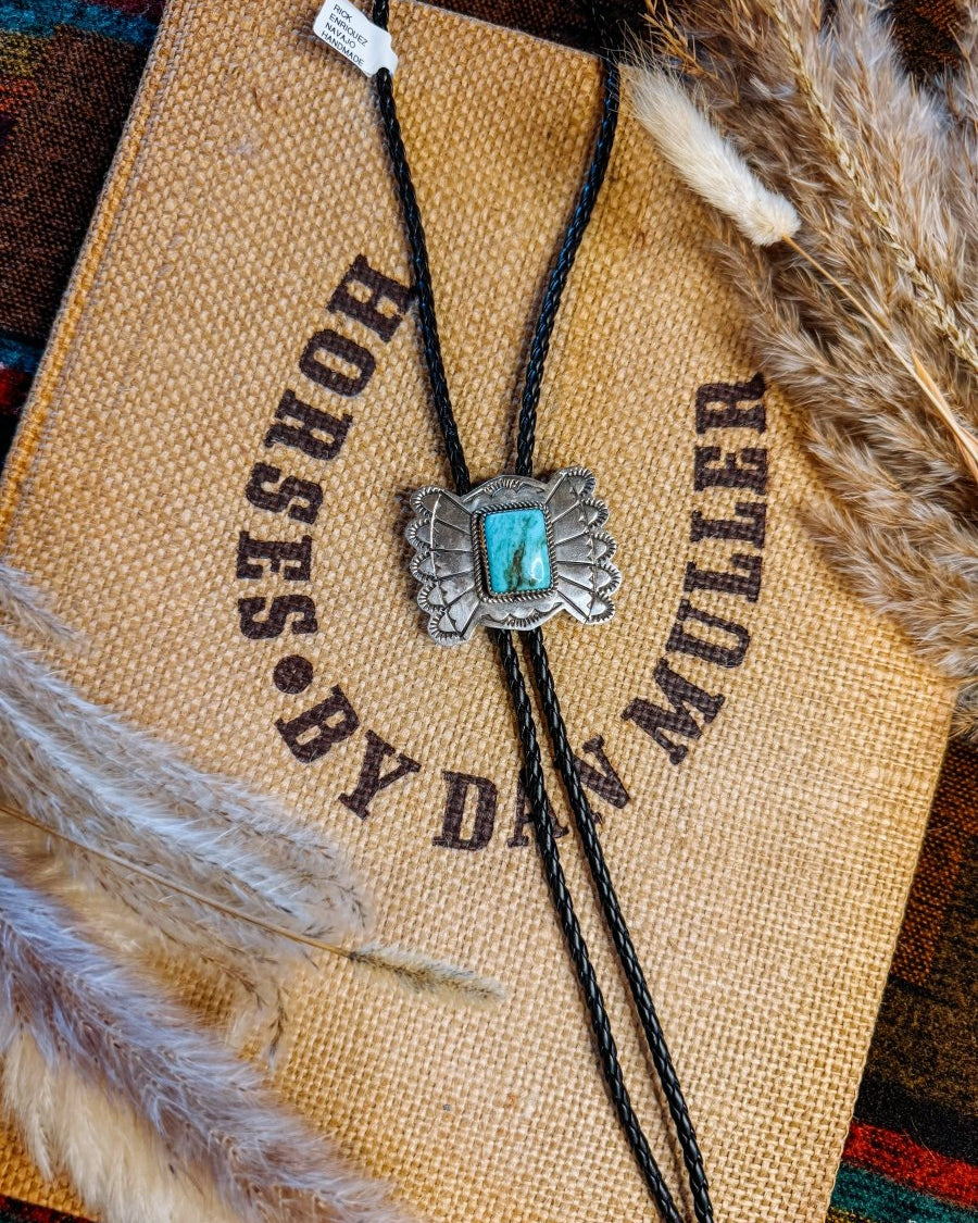 Turquoise Bolo Tie - Horseshoe J & Co.