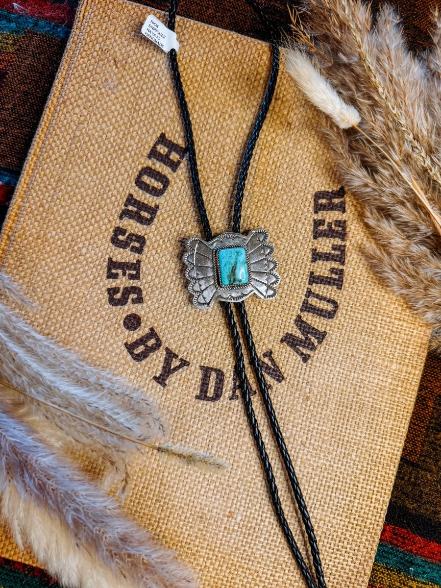 Turquoise Bolo Tie - Horseshoe J & Co.