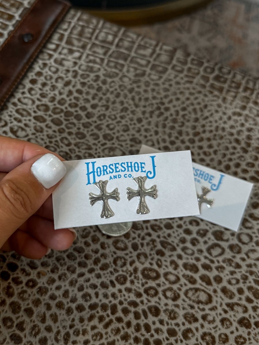 Vanderbilt Silver Cross Earrings - Wooten's