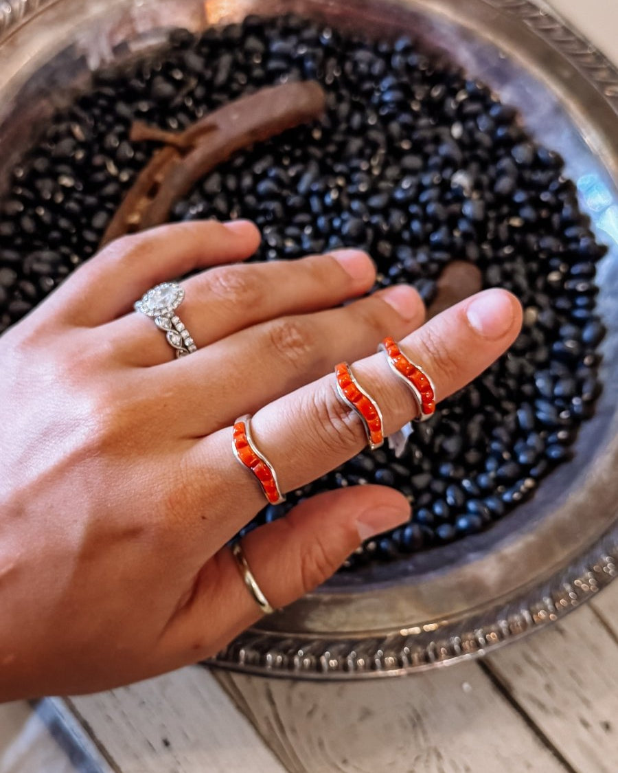 Wave Red Coral Ring - Horseshoe J & Co.
