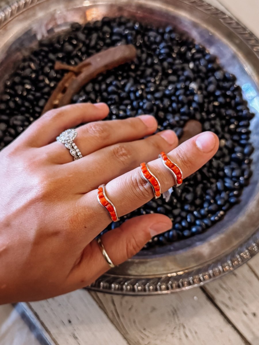 Wave Red Coral Ring - Horseshoe J & Co.