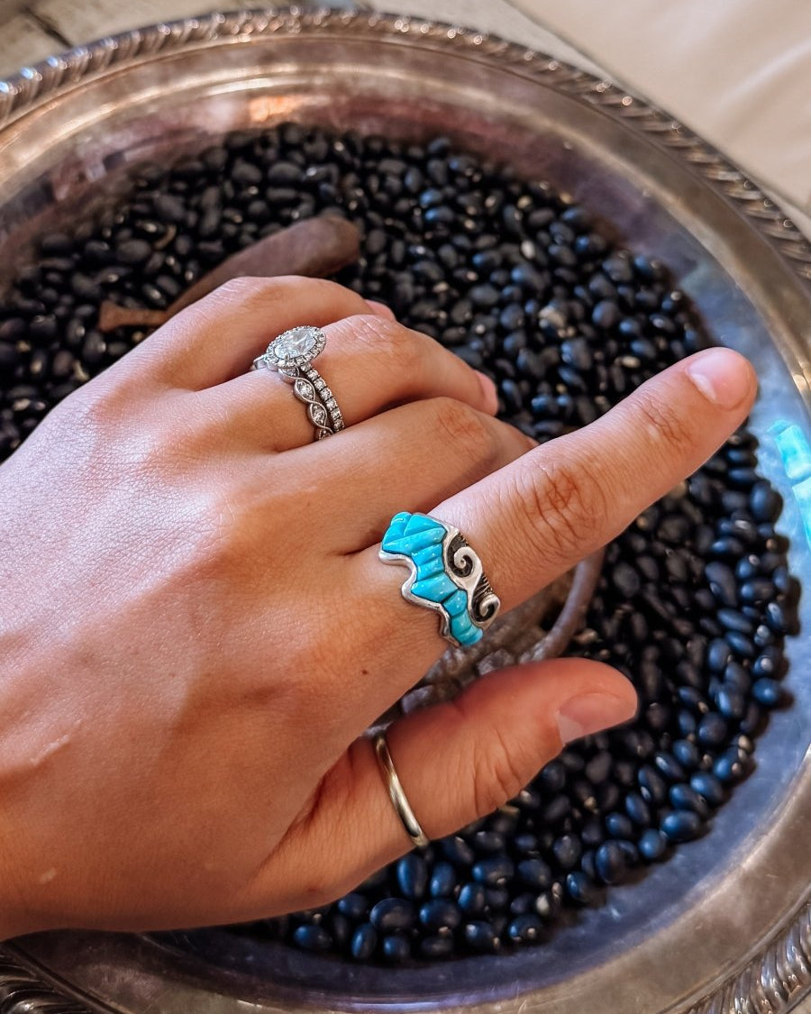 Wave Turquoise Stone Ring - Horseshoe J & Co.