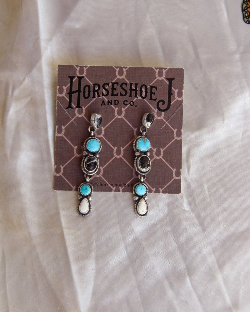 White Buffalo & Turquoise Earrings - Horseshoe J & Co.