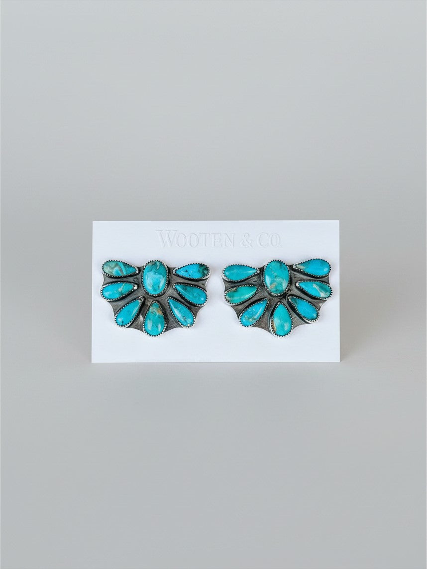 Wooten & Co. Avery turquoise cluster earrings featuring genuine stones set in sterling silver with a Southwestern style