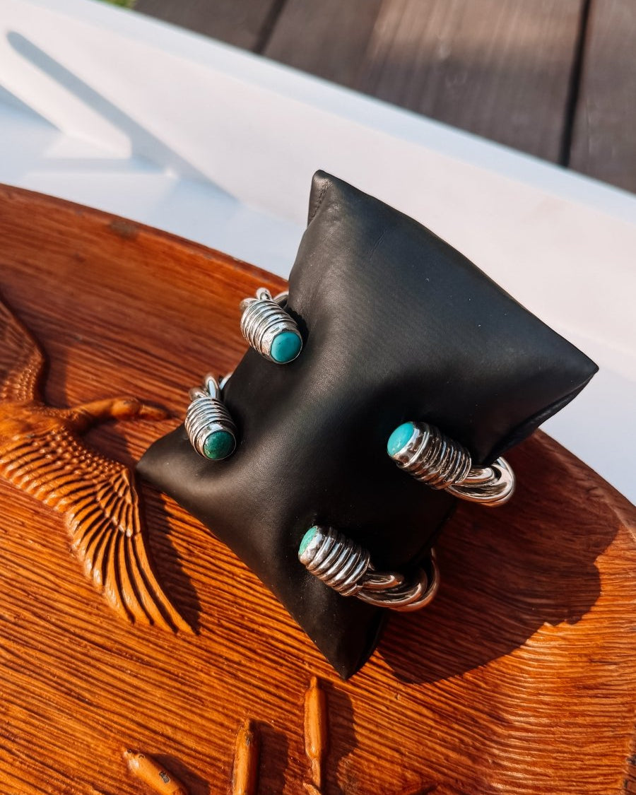 Wylie Turquoise Cable Cuff Bracelet (Large) - Horseshoe J & Co.